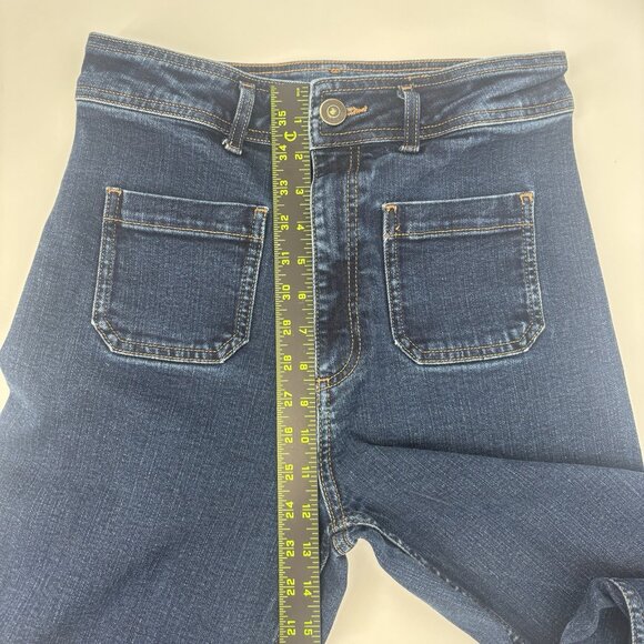 Zara High Waisted Wide Leg Denim Blue Jeans Womens Size 8 Pockets - Picture 9 of 11